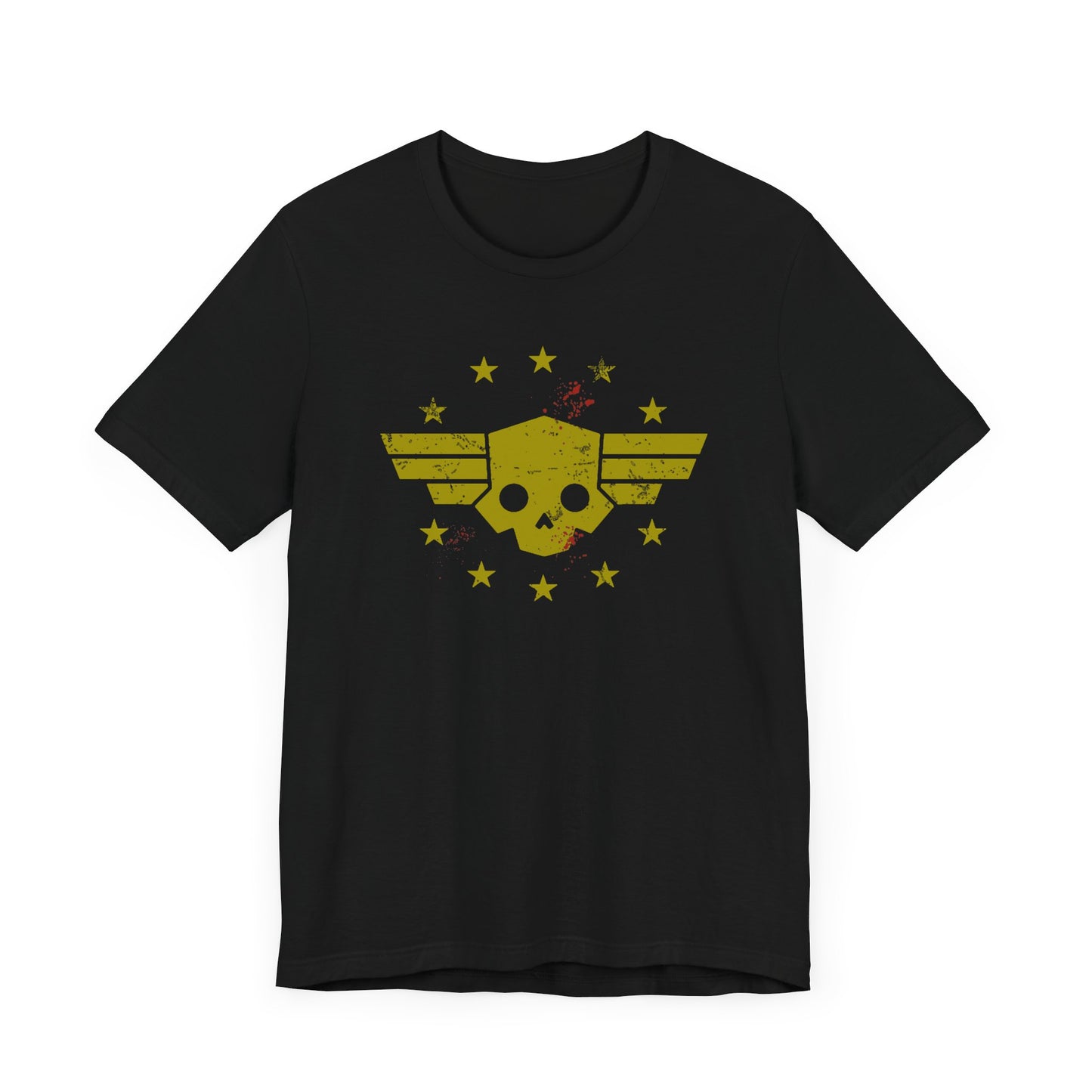 Helldivers 2 Vintage T-shirt Washed out logo with the blood of Liber Tea, A Super Citizen Shirt of the people.  Bella+Canvas Unisex T-shirt