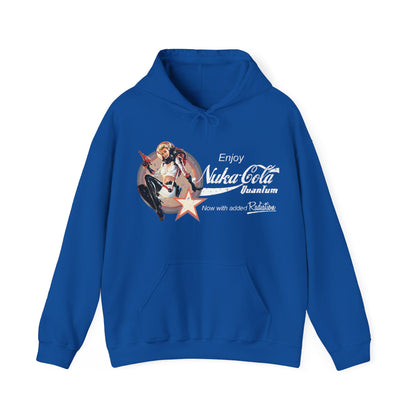 Nuka Cola Nuka Girl Vintage Pin up on the front with Nuka Boy Finger Guns on the back Unisex Hoodie