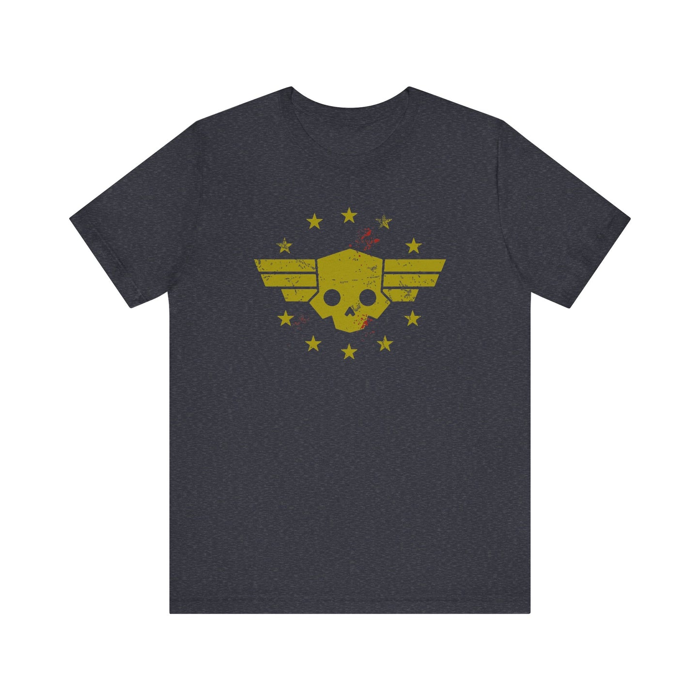 Helldivers 2 Vintage T-shirt Washed out logo with the blood of Liber Tea, A Super Citizen Shirt of the people.  Bella+Canvas Unisex T-shirt