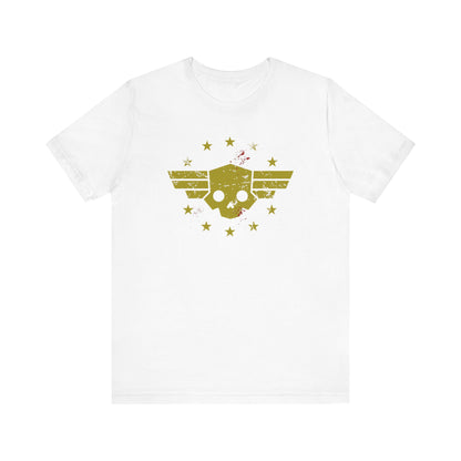 Helldivers 2 Vintage T-shirt Washed out logo with the blood of Liber Tea, A Super Citizen Shirt of the people.  Bella+Canvas Unisex T-shirt