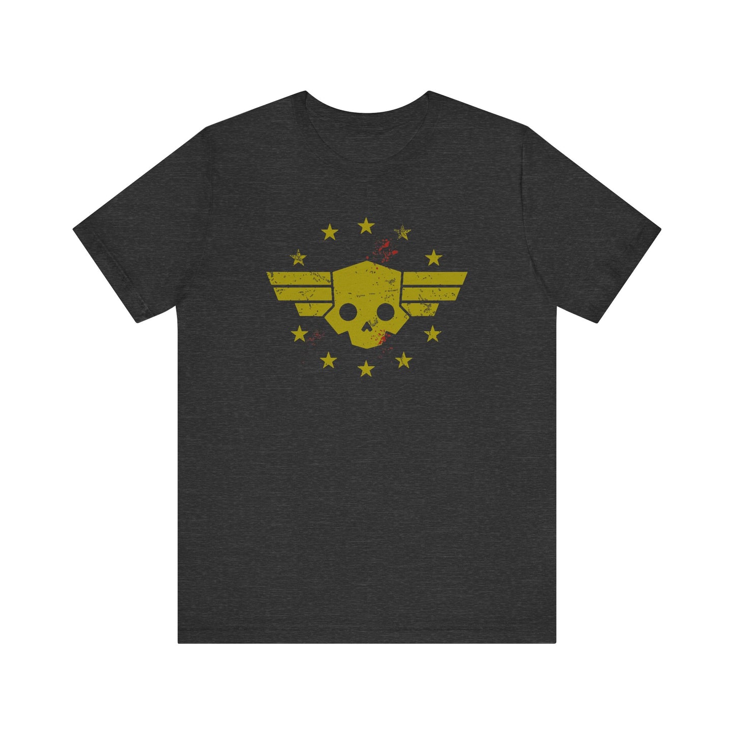 Helldivers 2 Vintage T-shirt Washed out logo with the blood of Liber Tea, A Super Citizen Shirt of the people.  Bella+Canvas Unisex T-shirt