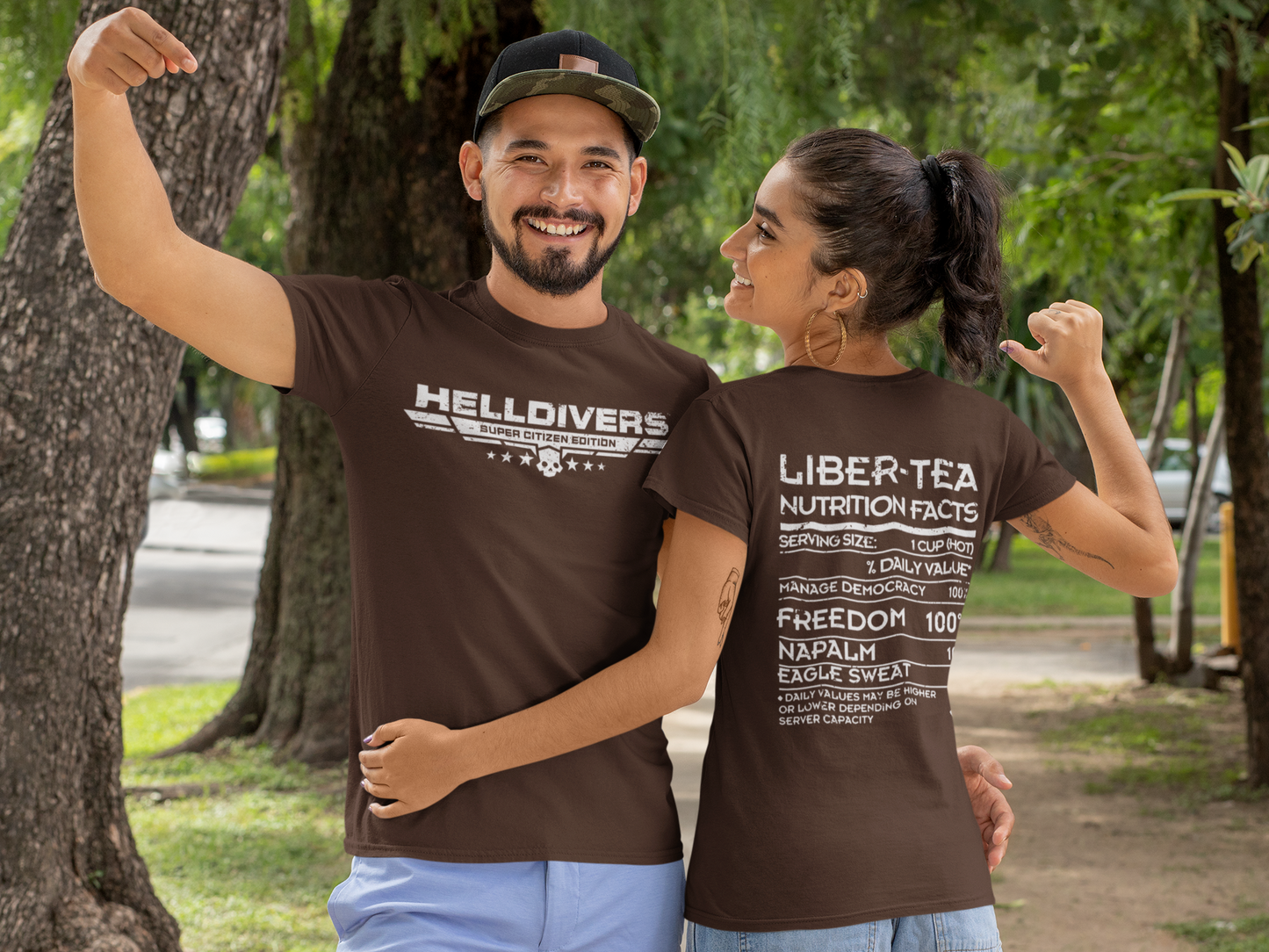 Helldivers Super Citizen Edition with Cup of Liber Tea on the back Soft Cotton Unisex T-Shirt