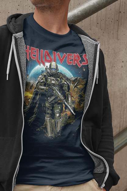 Helldivers 2 Iron Maiden Rocker Style - Managed Democracy Unisex Shirt, Cup of Liber Tea Shirt - Sweet Liberty my Leg - Dive Harder my Dudes